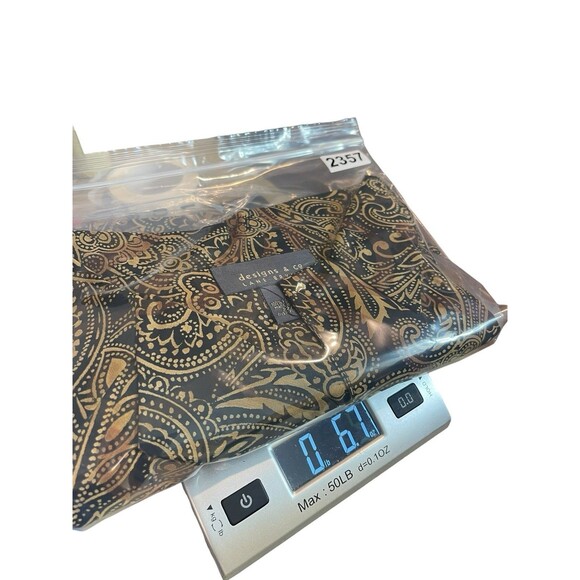 VTG Lane Bryant Designs & Co 22/24 Button Up Black Gold Paisley Tunic Sheer Top - Picture 10 of 11